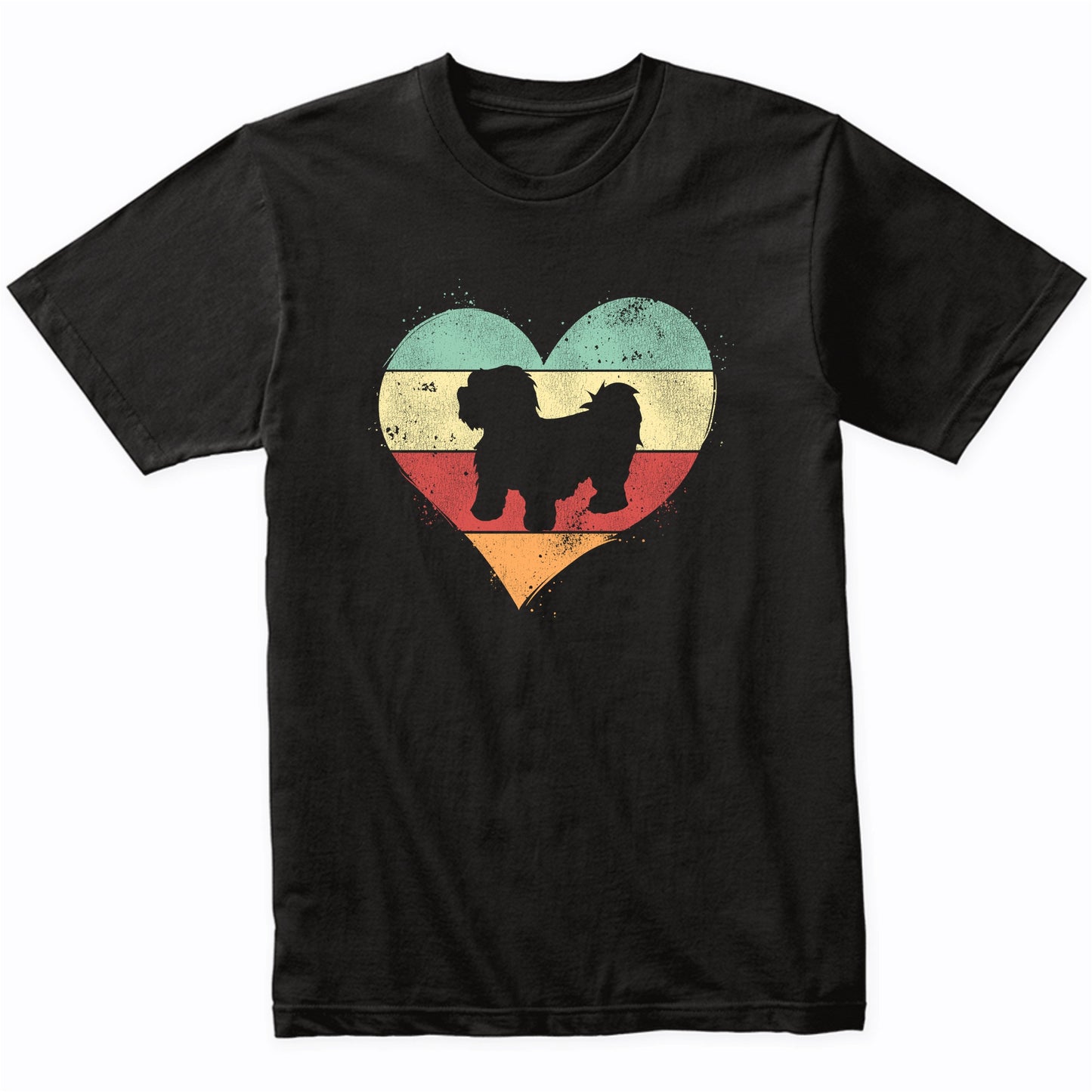 Retro Heart Shih Tzu Dog Breed Silhouette Dog Owner Love T-Shirt