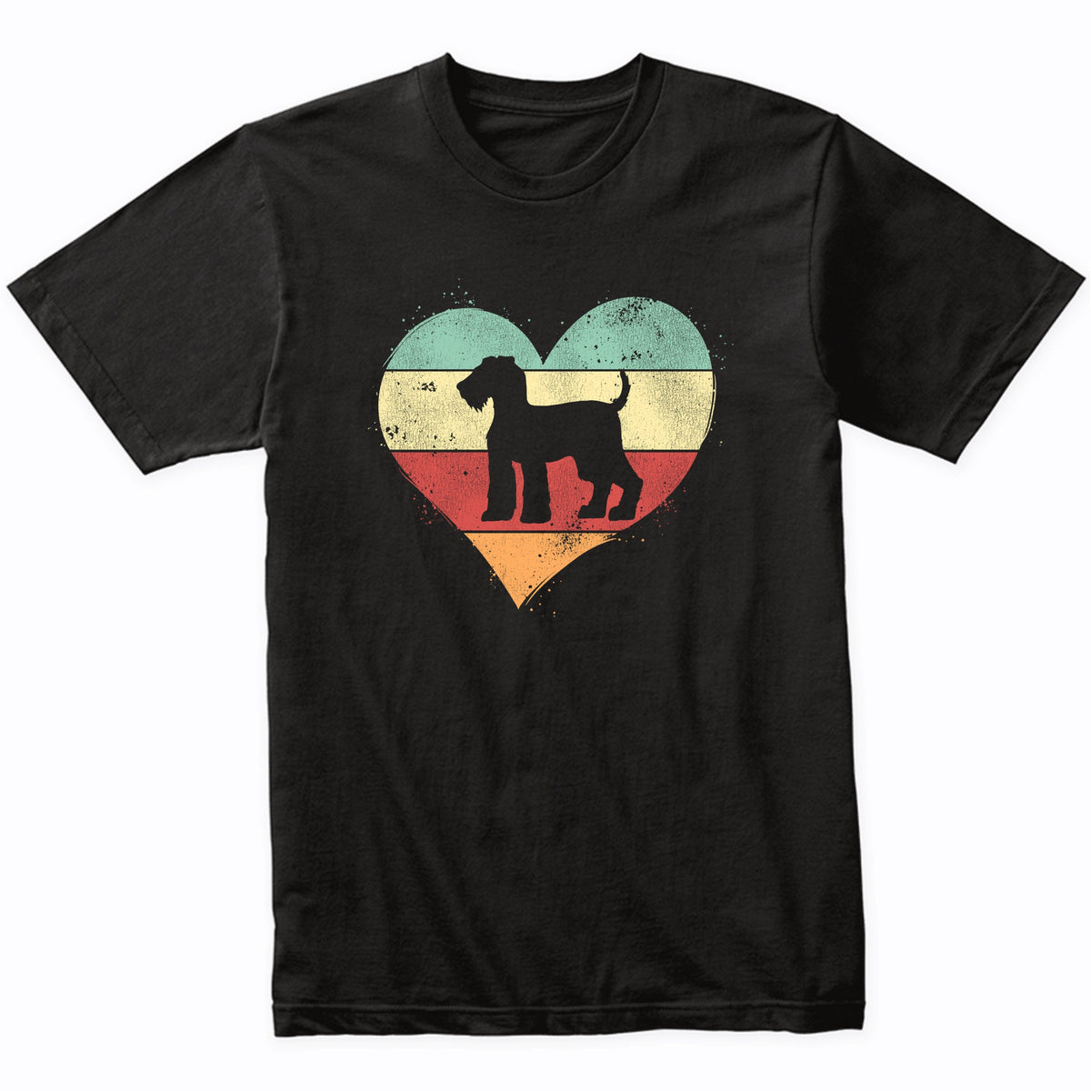 Retro Heart Airedale Terrier Dog Breed Silhouette Dog Owner Love T-Shirt