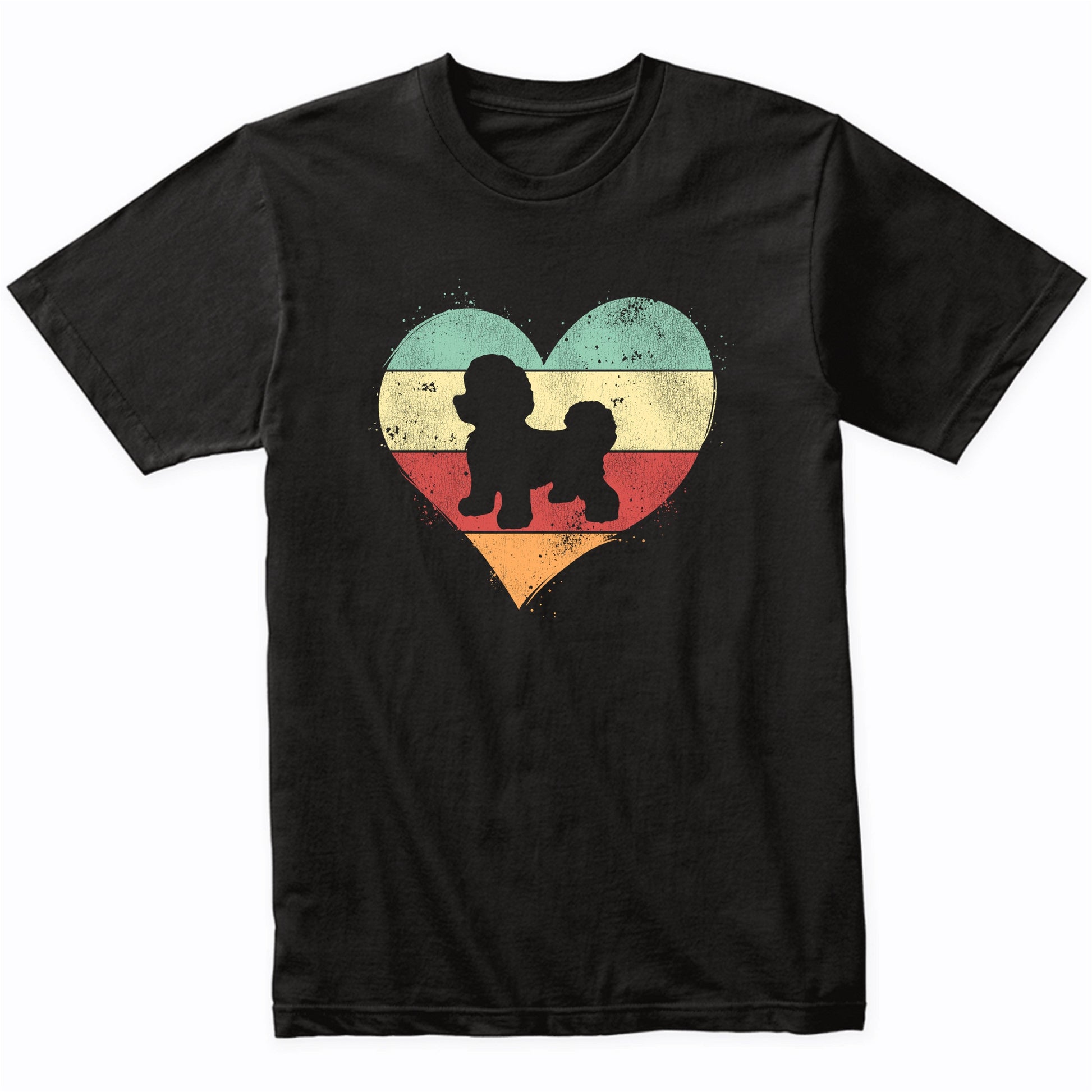 Retro Heart Bichon Frise Dog Breed Silhouette Dog Owner Love T-Shirt