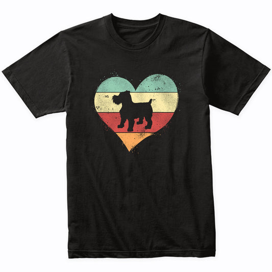 Retro Heart Brussels Griffon Dog Breed Silhouette Dog Owner Love T-Shirt