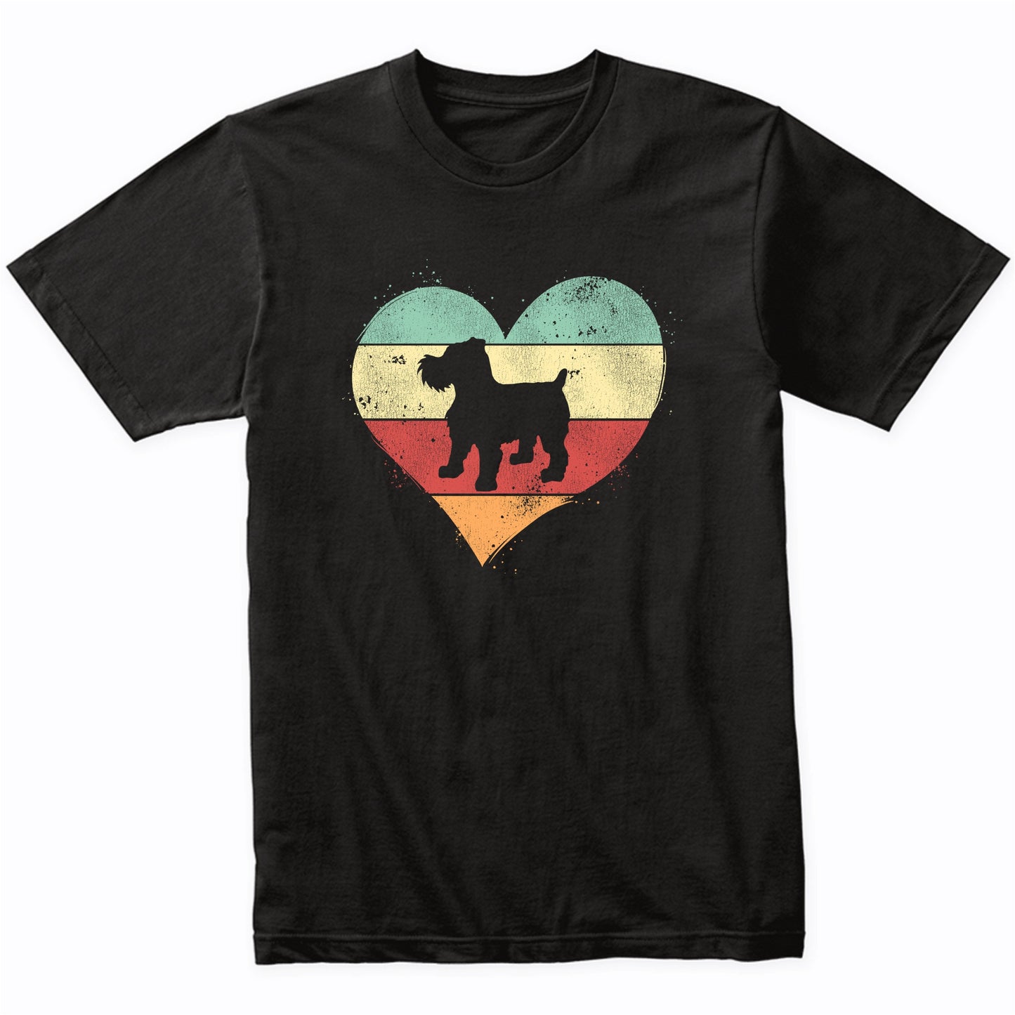 Retro Heart Brussels Griffon Dog Breed Silhouette Dog Owner Love T-Shirt