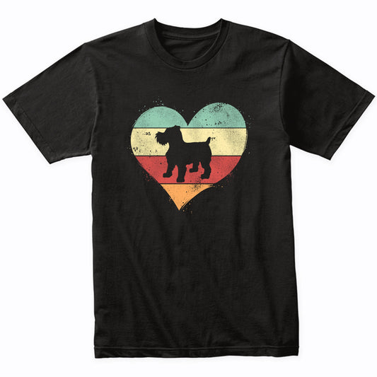 Retro Heart Brussels Griffon Dog Breed Silhouette Dog Owner Love T-Shirt