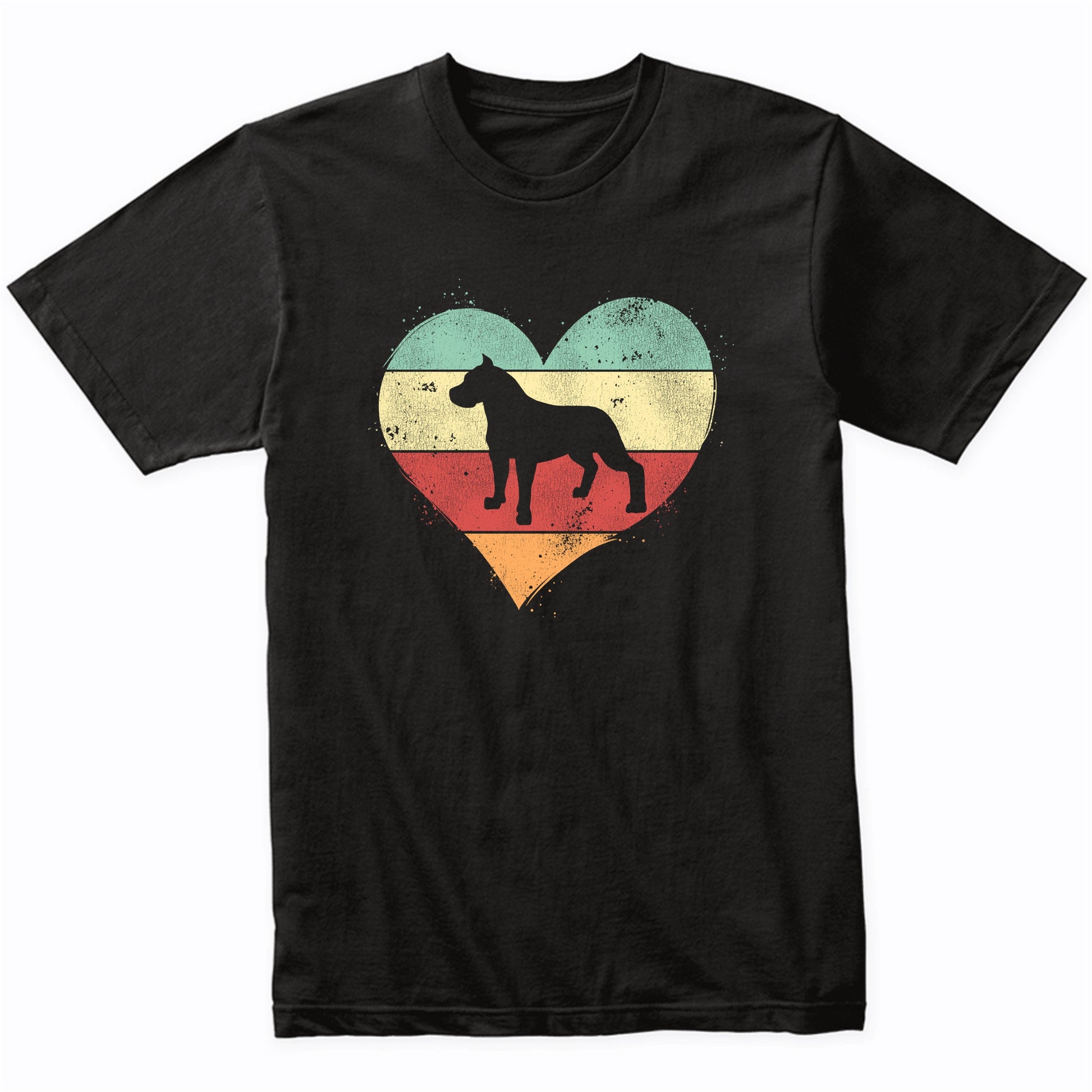 Retro Heart Cane Corso Dog Breed Silhouette Dog Owner Love T-Shirt