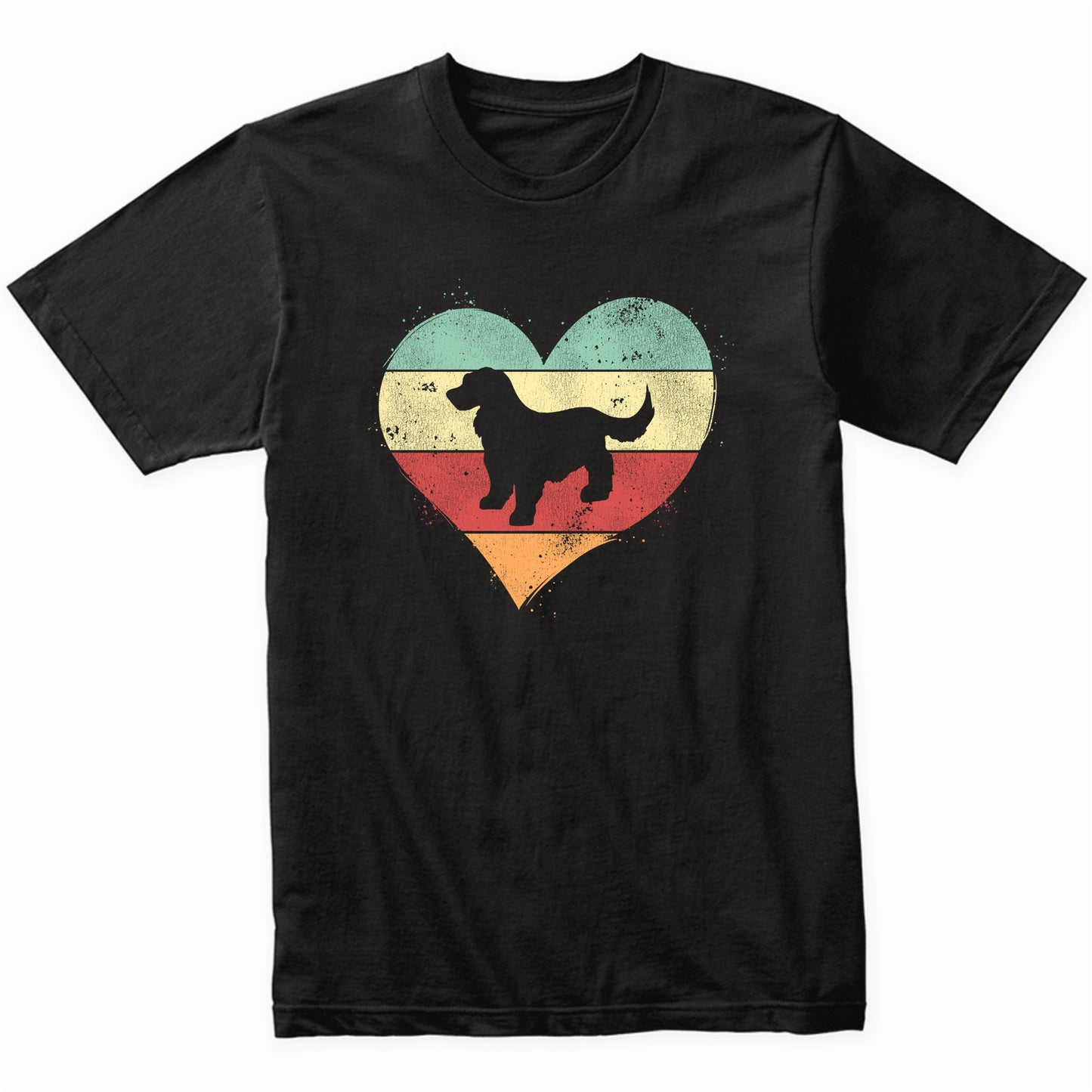 Retro Heart Cocker Spaniel Dog Breed Silhouette Dog Owner Love T-Shirt
