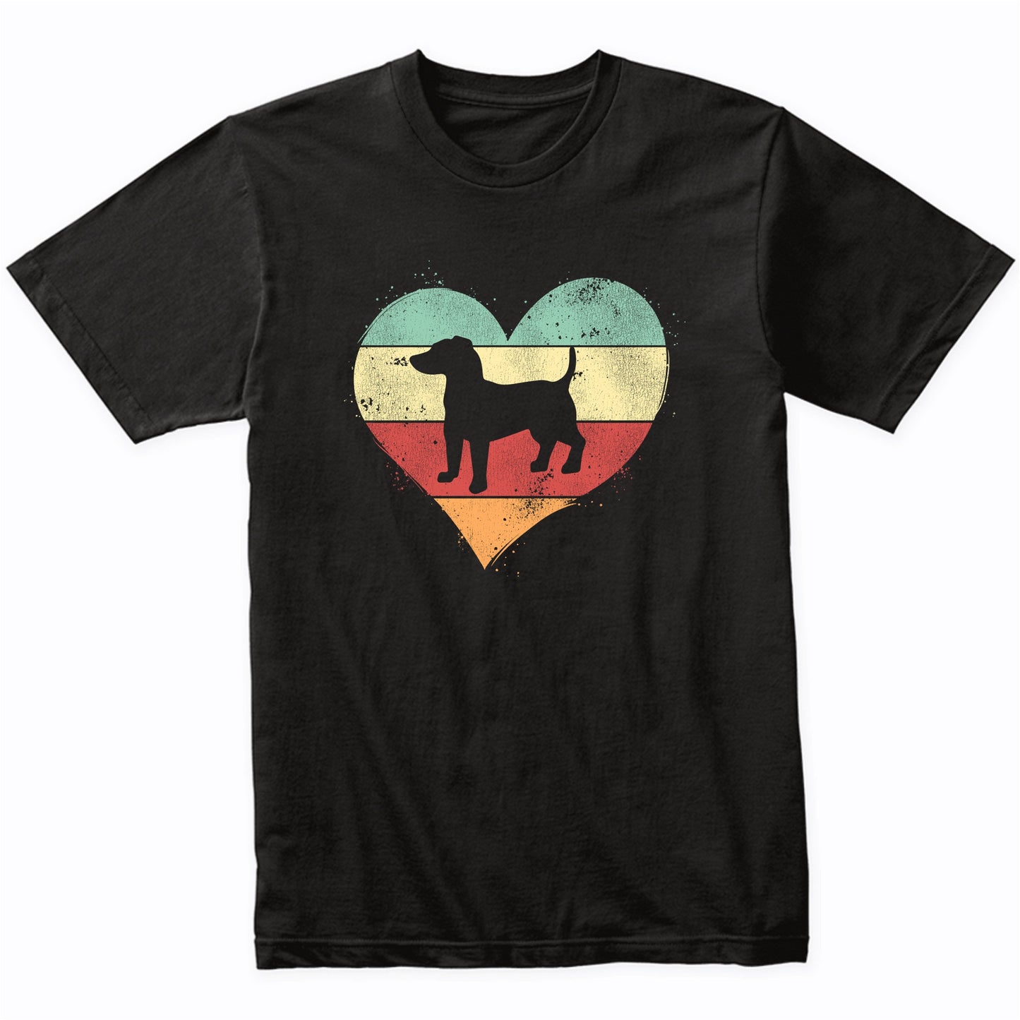 Retro Heart Jack Russell Terrier Dog Breed Silhouette Dog Owner Love T-Shirt