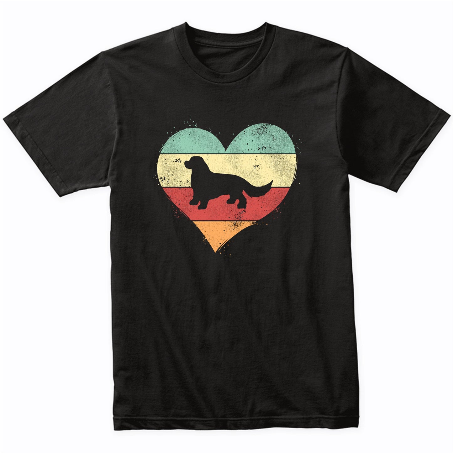 Retro Heart King Charles Spaniel Dog Breed Silhouette Dog Owner Love T-Shirt