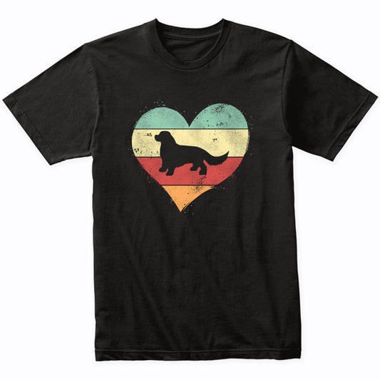 Retro Heart King Charles Spaniel Dog Breed Silhouette Dog Owner Love T-Shirt