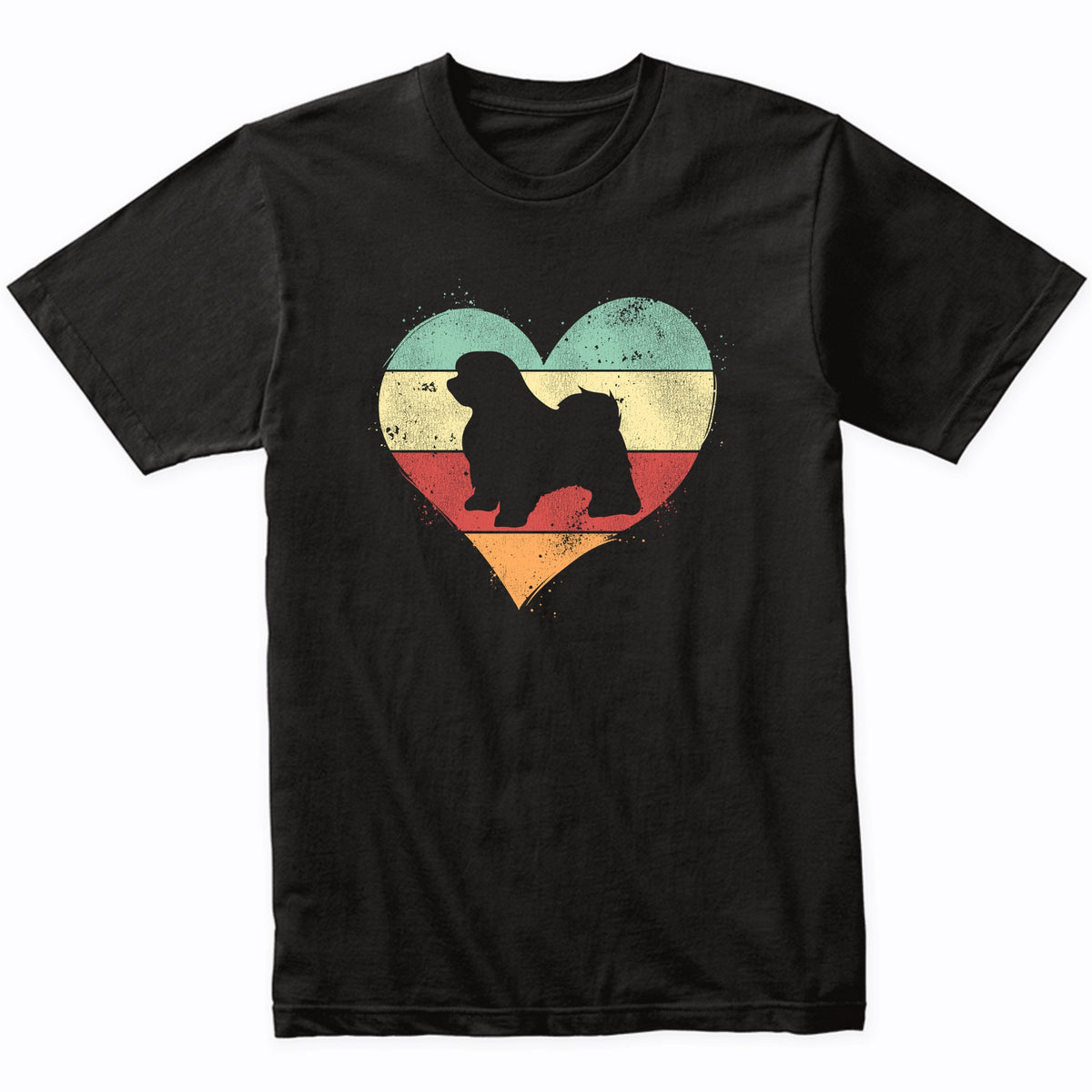 Retro Heart Maltese Dog Breed Silhouette Dog Owner Love T-Shirt