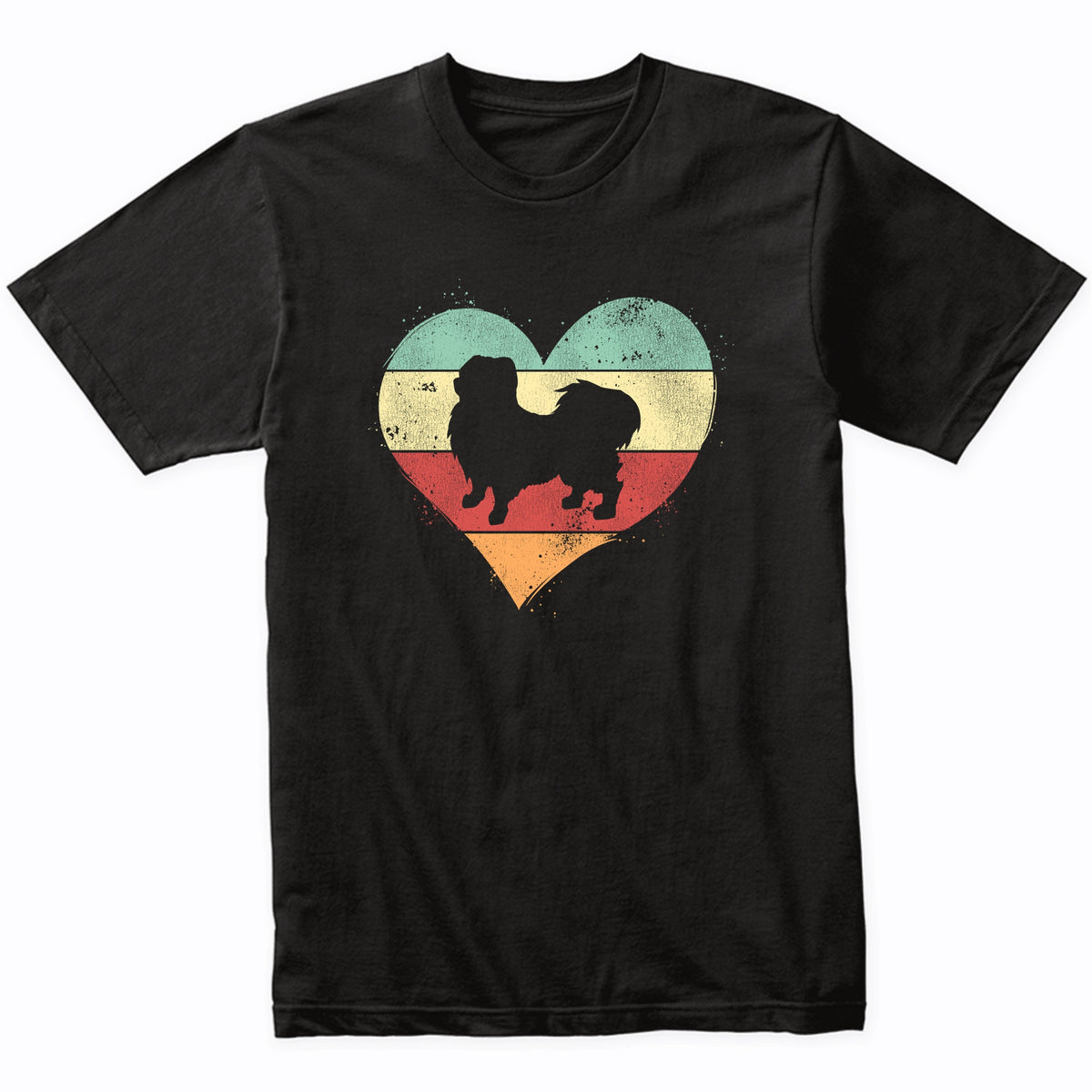 Retro Heart Pekingese Dog Breed Silhouette Dog Owner Love T-Shirt