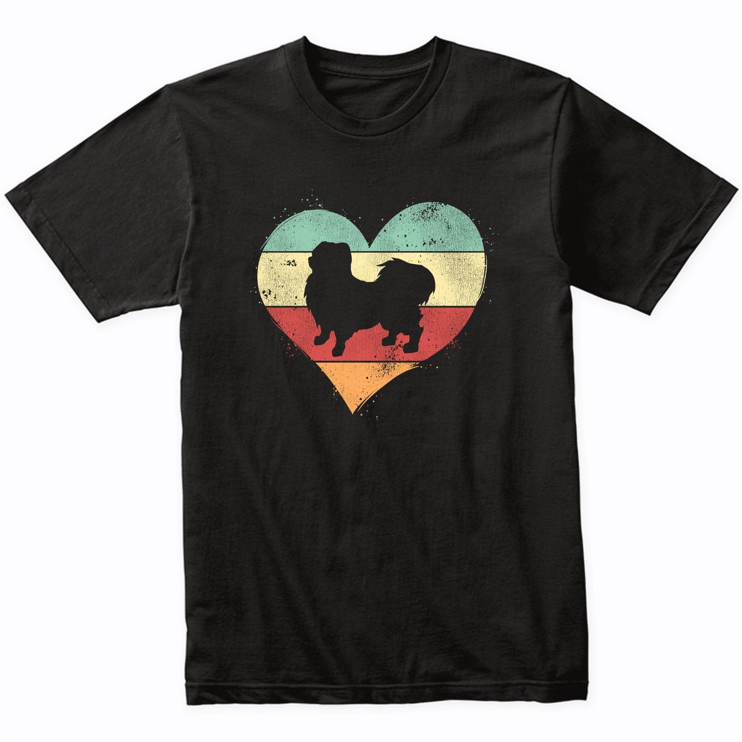 Retro Heart Pekingese Dog Breed Silhouette Dog Owner Love T-Shirt