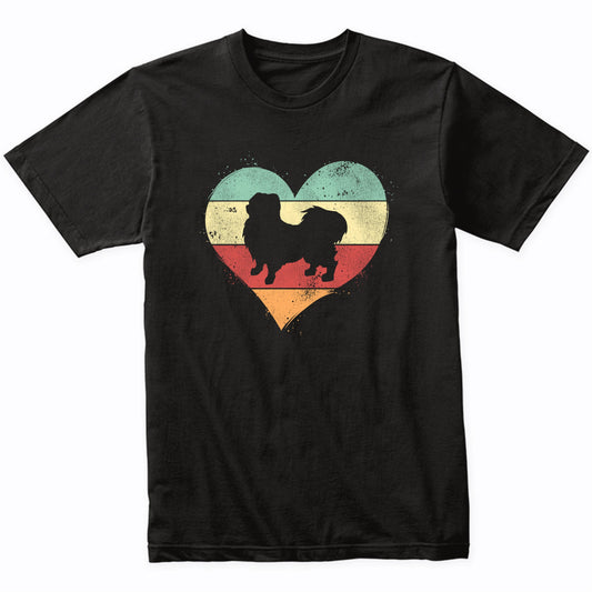 Retro Heart Pekingese Dog Breed Silhouette Dog Owner Love T-Shirt