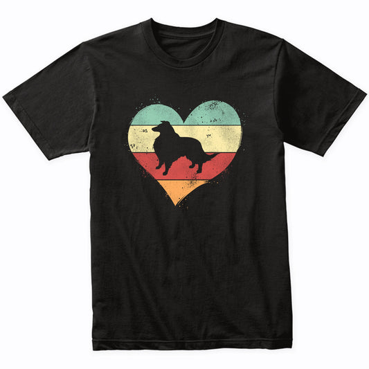 Retro Heart Shetland Sheepdog Dog Breed Silhouette Dog Owner Love T-Shirt
