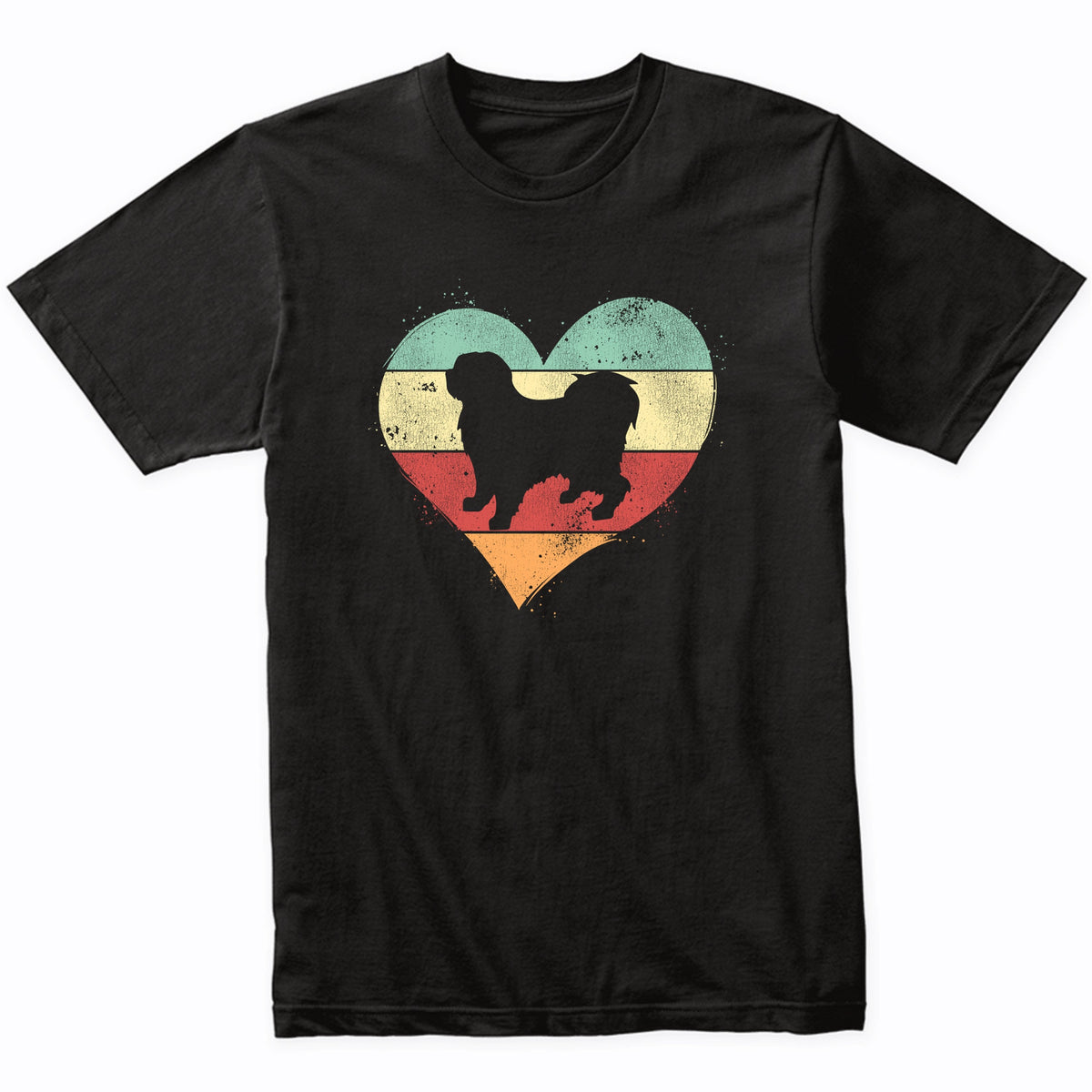 Retro Heart Tibetan Terrier Dog Breed Silhouette Dog Owner Love T-Shirt