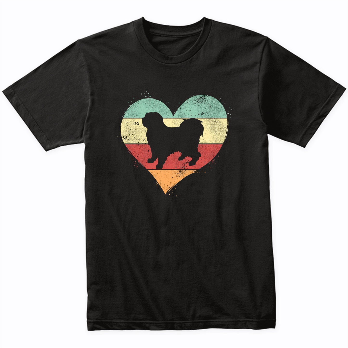 Retro Heart Tibetan Terrier Dog Breed Silhouette Dog Owner Love T-Shirt