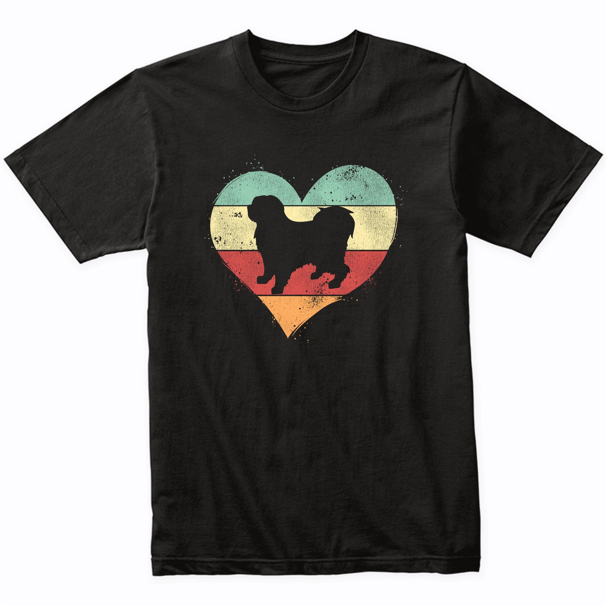 Retro Heart Tibetan Terrier Dog Breed Silhouette Dog Owner Love T-Shirt