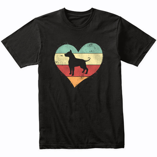 Retro Heart AmStaff Dog Breed Silhouette Dog Owner Love T-Shirt