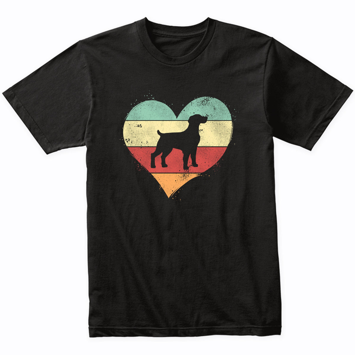 Retro Heart Brittany Spaniel Dog Breed Silhouette Dog Owner Love T-Shirt