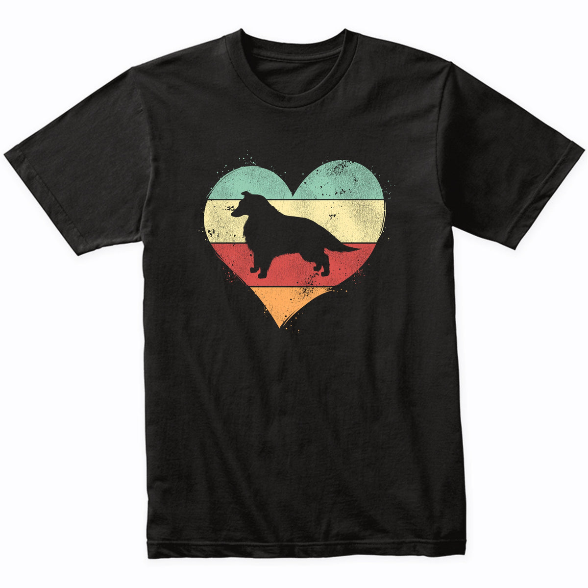 Retro Heart Collie Dog Breed Silhouette Dog Owner Love T-Shirt