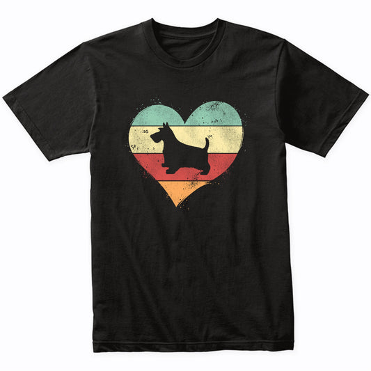Retro Heart Scottish Terrier Dog Breed Silhouette Dog Owner Love T-Shirt