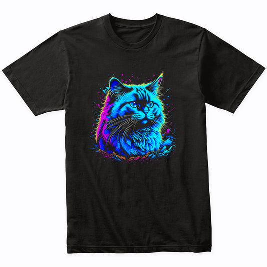 Colorful Bright Birman Cat Vibrant Psychedelic Cat Art T-Shirt