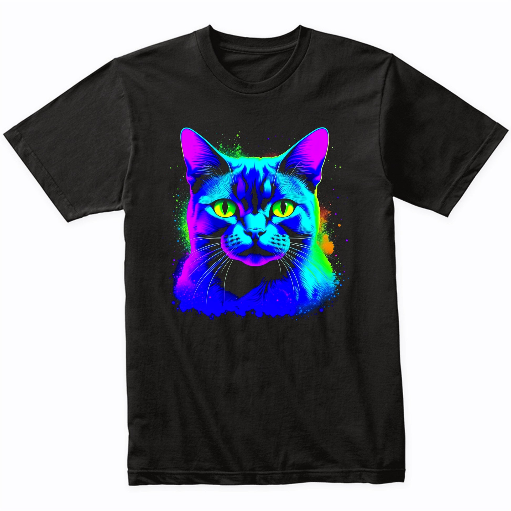 Colorful Bright Burmese Cat Vibrant Psychedelic Cat Art T-Shirt