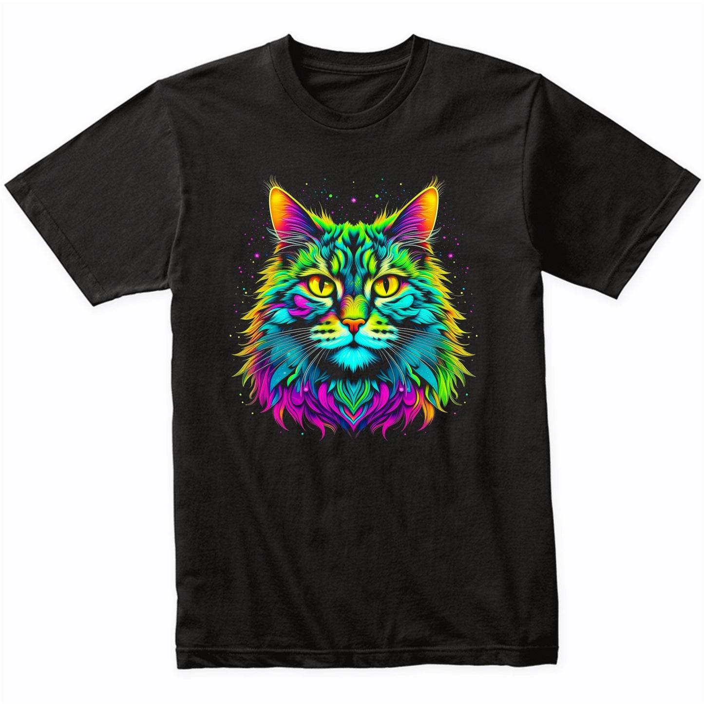 Colorful Bright Maine Coon Cat Vibrant Psychedelic Cat Art T-Shirt