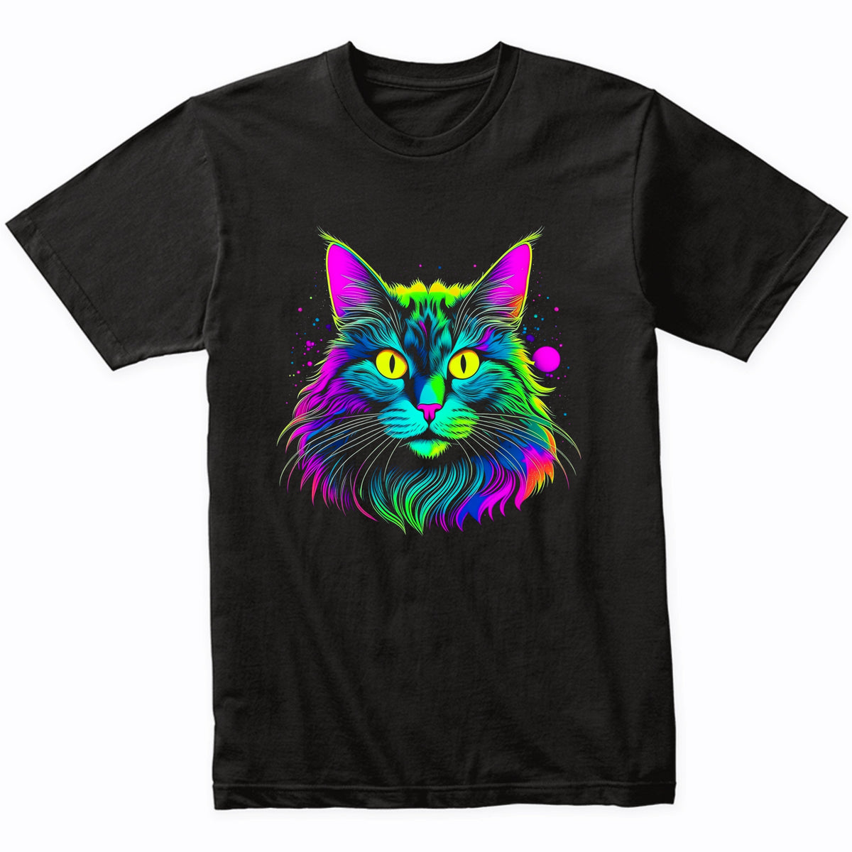 Colorful Bright Norwegian Forest Cat Vibrant Psychedelic Art T-Shirt