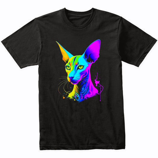 Colorful Bright Oriental Shorthair Cat Psychedelic Cat Art T-Shirt