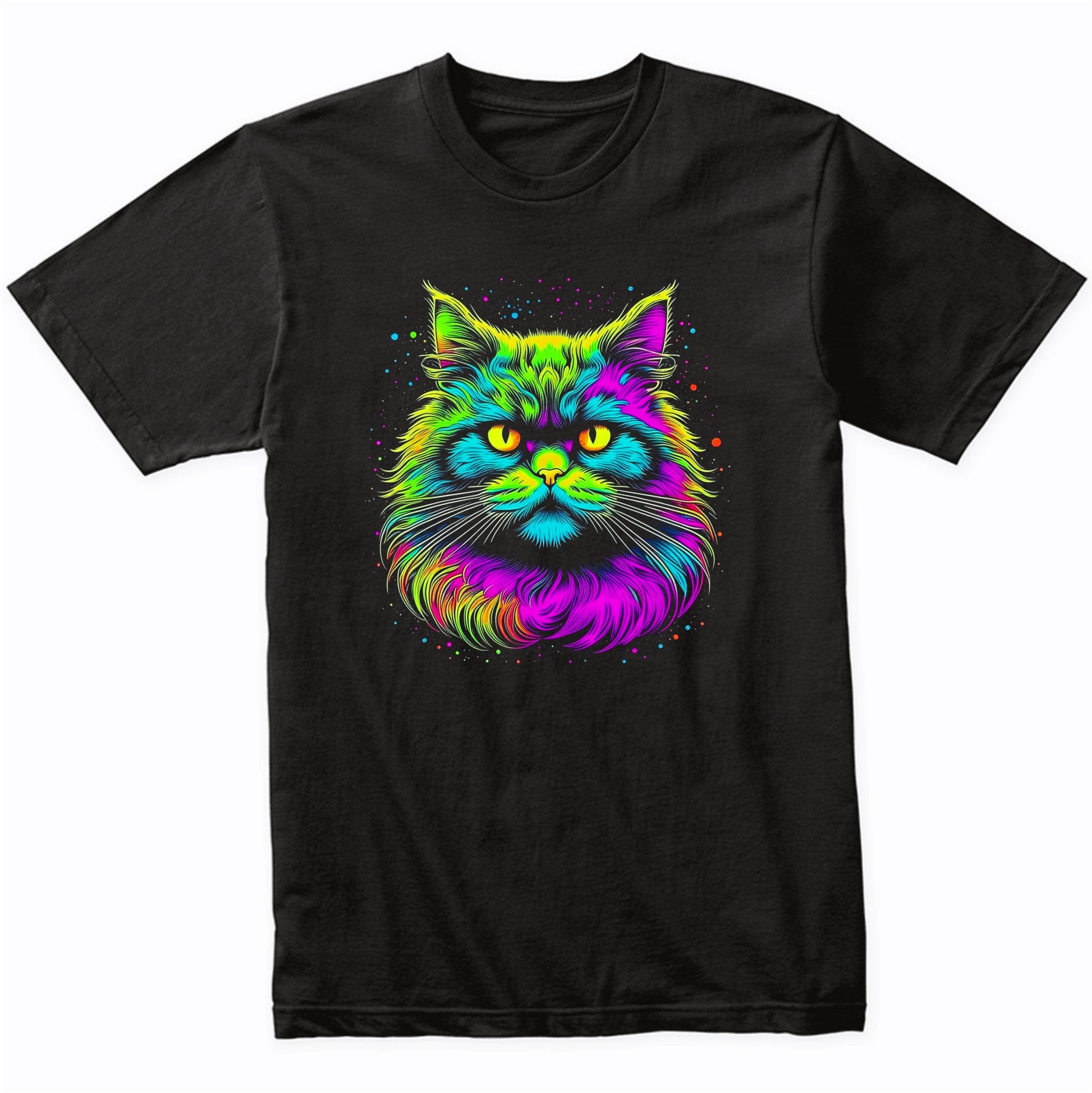 Colorful Bright Persian Cat Vibrant Psychedelic Cat Art T-Shirt