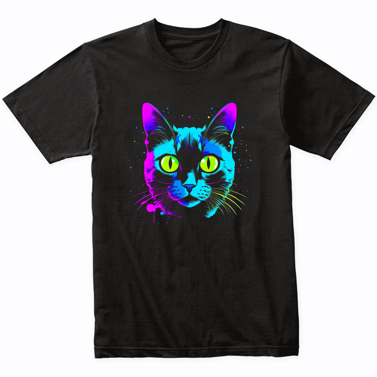 Colorful Bright Siamese Cat Vibrant Psychedelic Cat Art T-Shirt