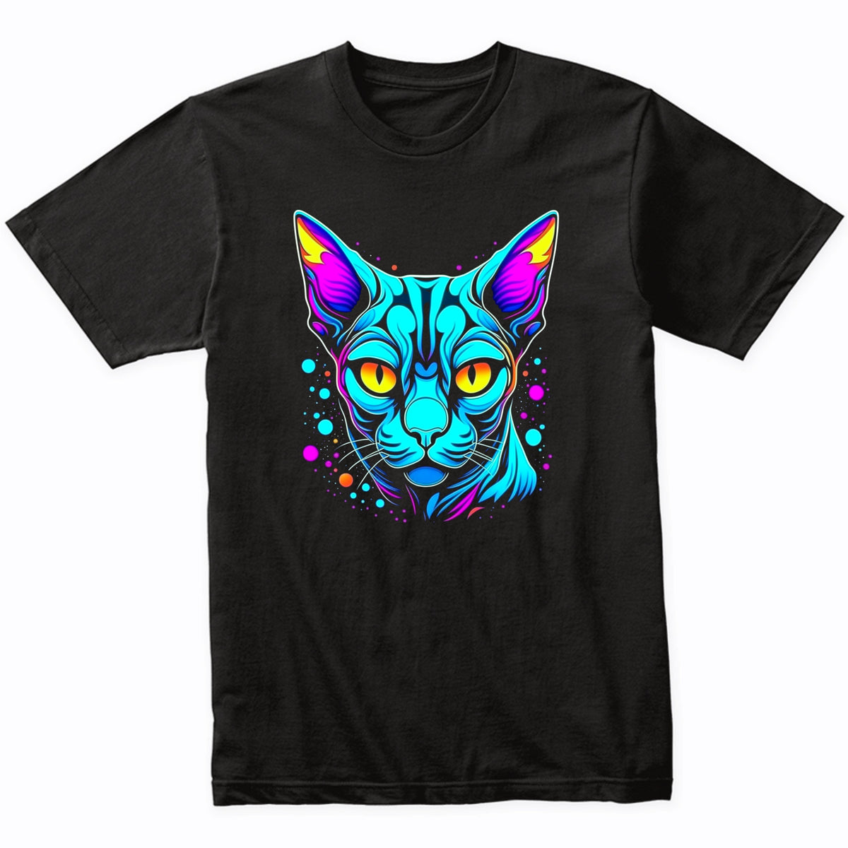 Colorful Bright Sphynx Cat Vibrant Psychedelic Cat Art T-Shirt