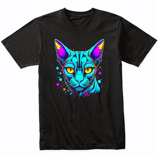 Colorful Bright Sphynx Cat Vibrant Psychedelic Cat Art T-Shirt