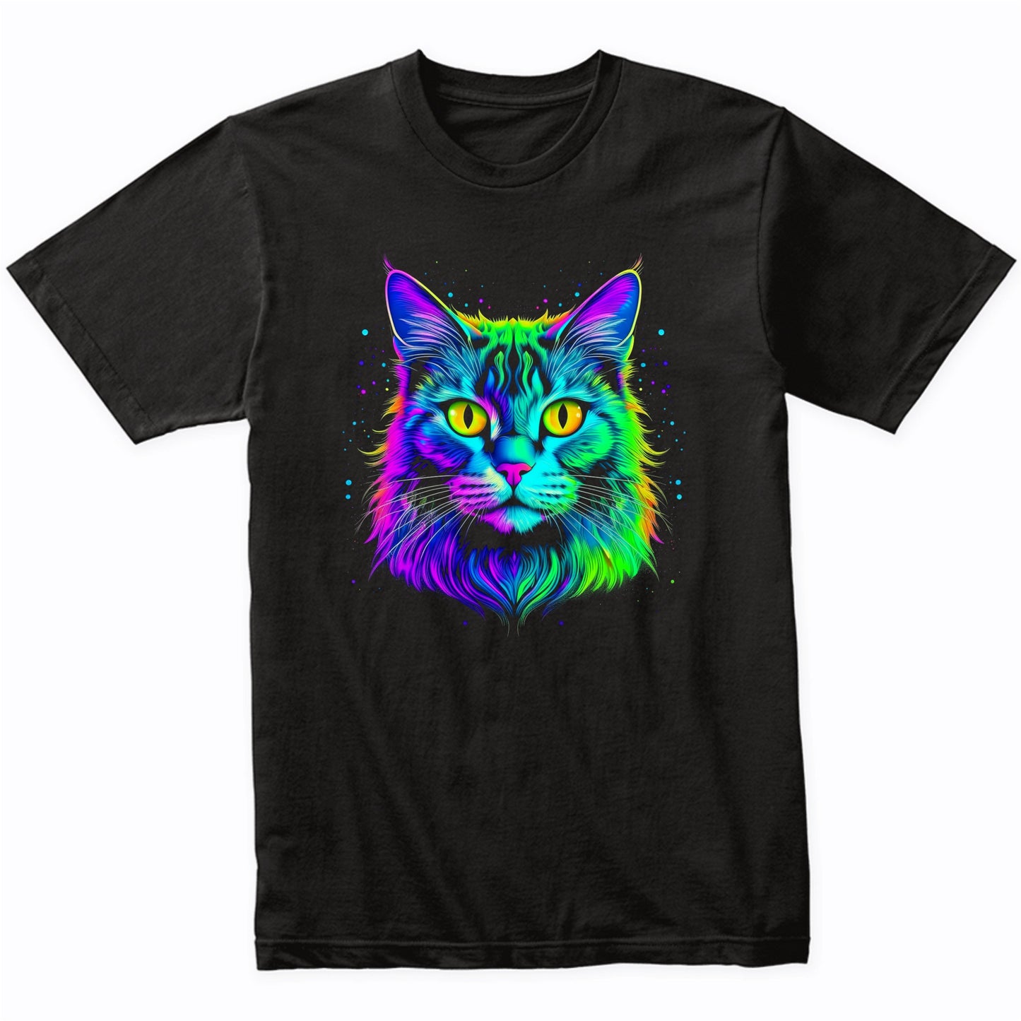 Colorful Bright Turkish Angora Cat Vibrant Psychedelic Art T-Shirt