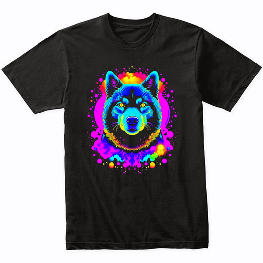 Colorful Bright Akita Vibrant Psychedelic Dog Art T-Shirt
