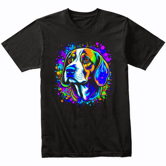 Colorful Bright Beagle Vibrant Psychedelic Dog Art T-Shirt