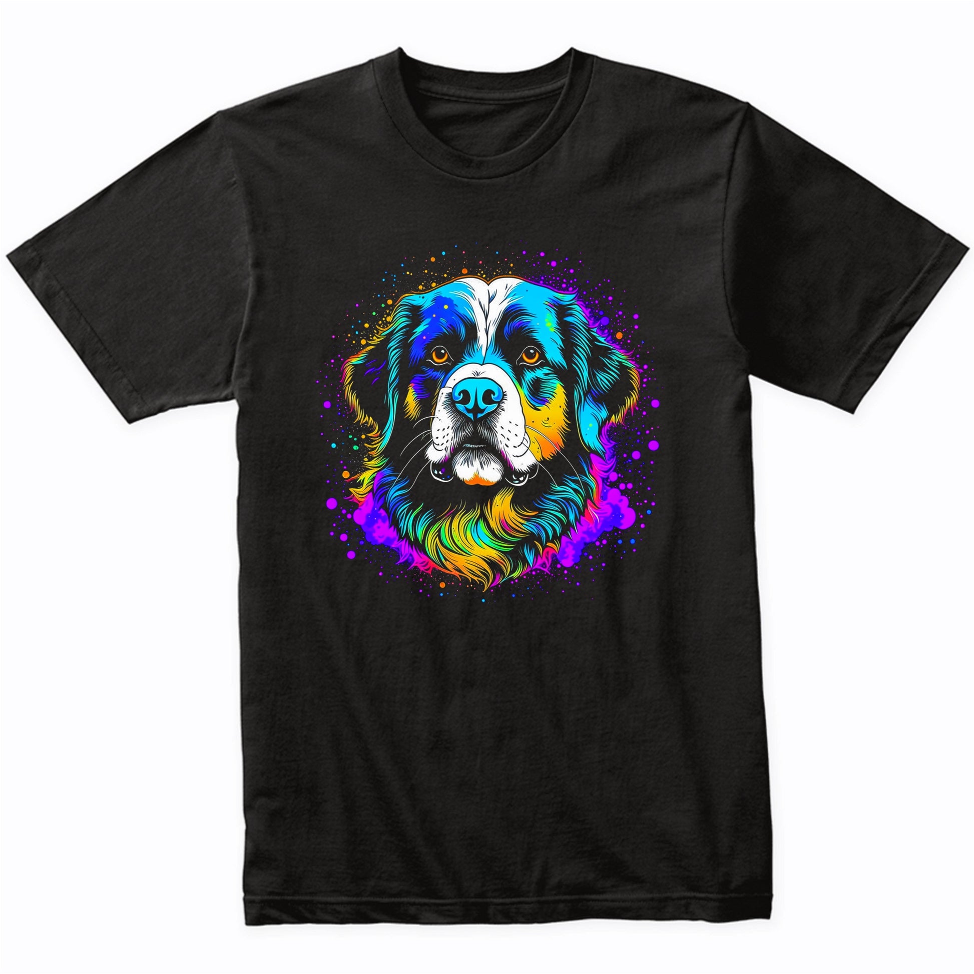 Colorful Bright Bernese Mountain Dog Vibrant Psychedelic Art T-Shirt