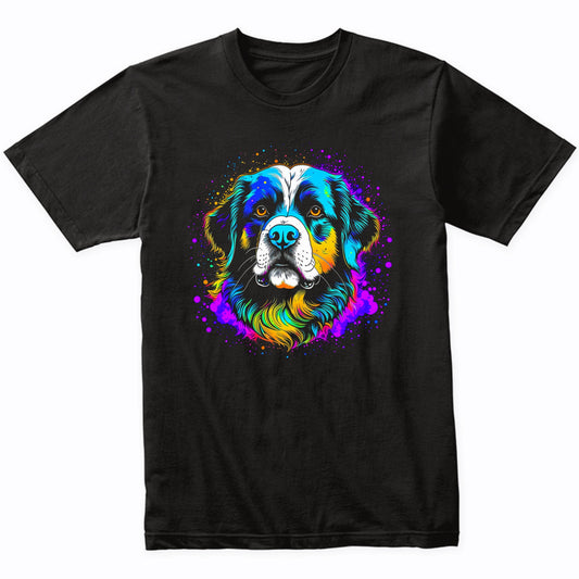 Colorful Bright Bernese Mountain Dog Vibrant Psychedelic Art T-Shirt