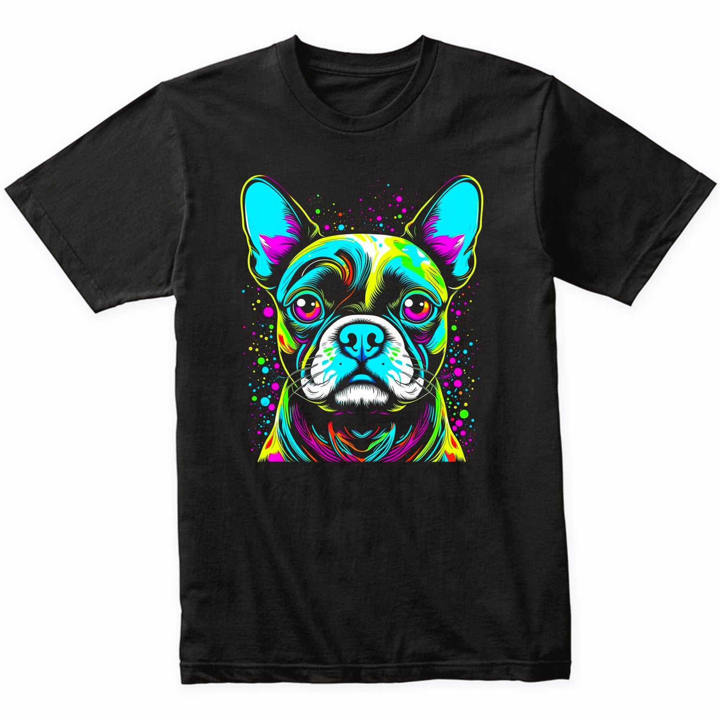 Colorful Bright Boston Terrier Vibrant Psychedelic Dog Art T-Shirt