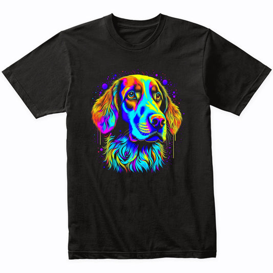 Colorful Bright Brittany Vibrant Psychedelic Dog Art T-Shirt