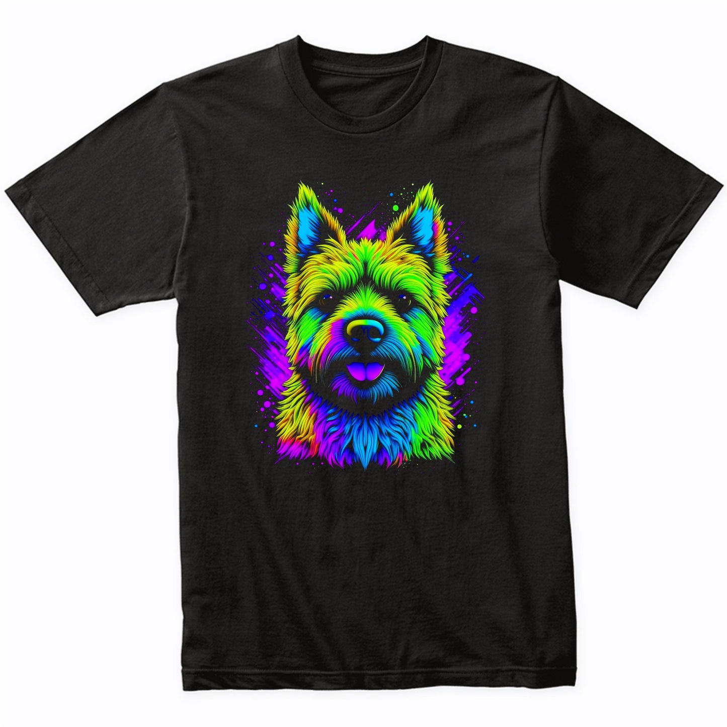 Colorful Bright Cairn Terrier Vibrant Psychedelic Dog Art T-Shirt