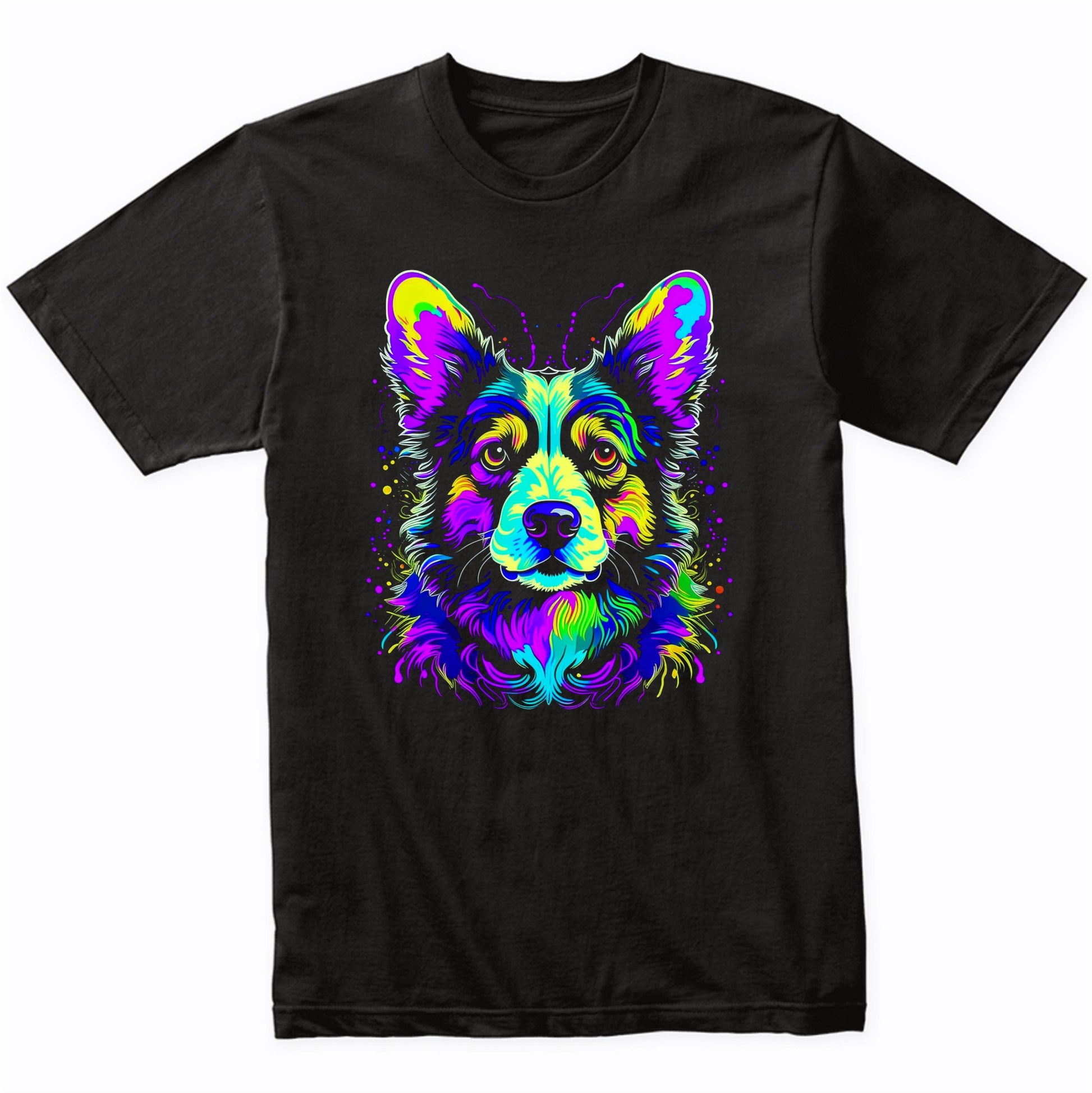 Colorful Bright Cardigan Welsh Corgi Vibrant Psychedelic Art T-Shirt