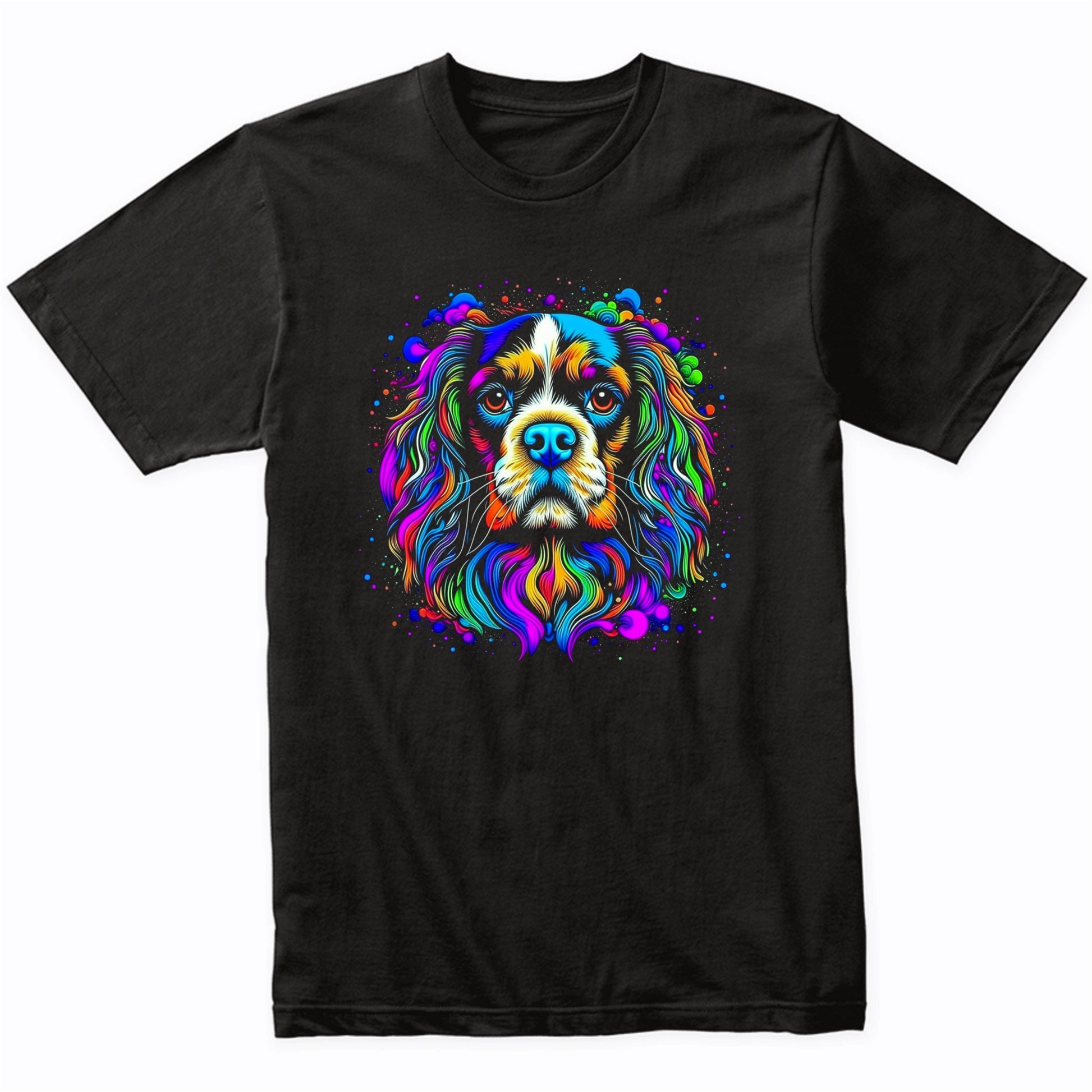 Colorful Bright Cavalier King Charles Spaniel Vibrant Art T-Shirt