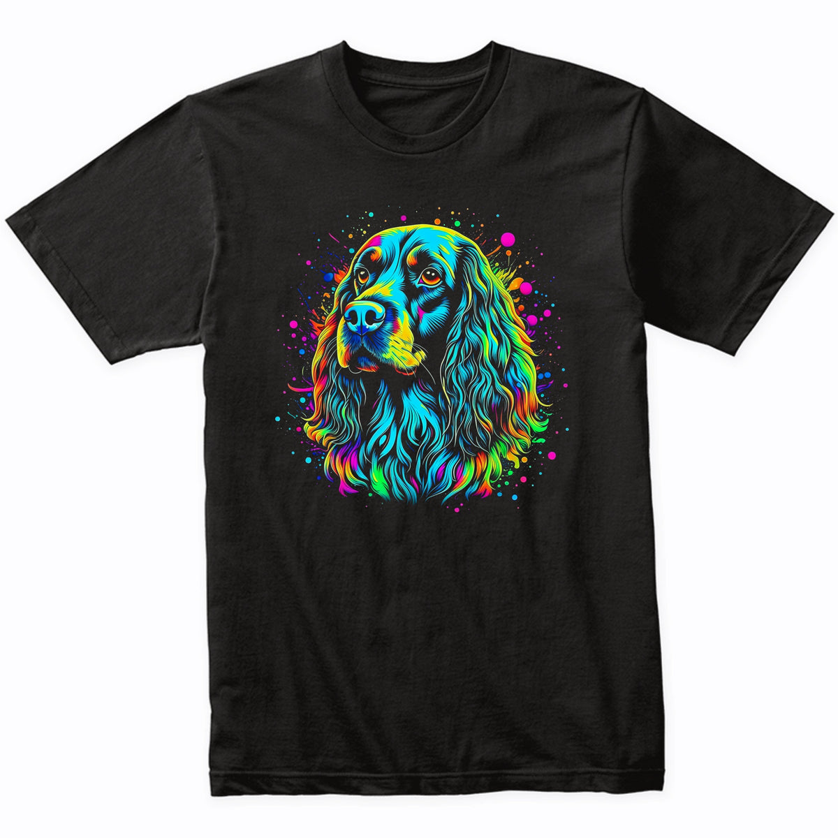 Colorful Bright Cocker Spaniel Vibrant Psychedelic Dog Art T-Shirt