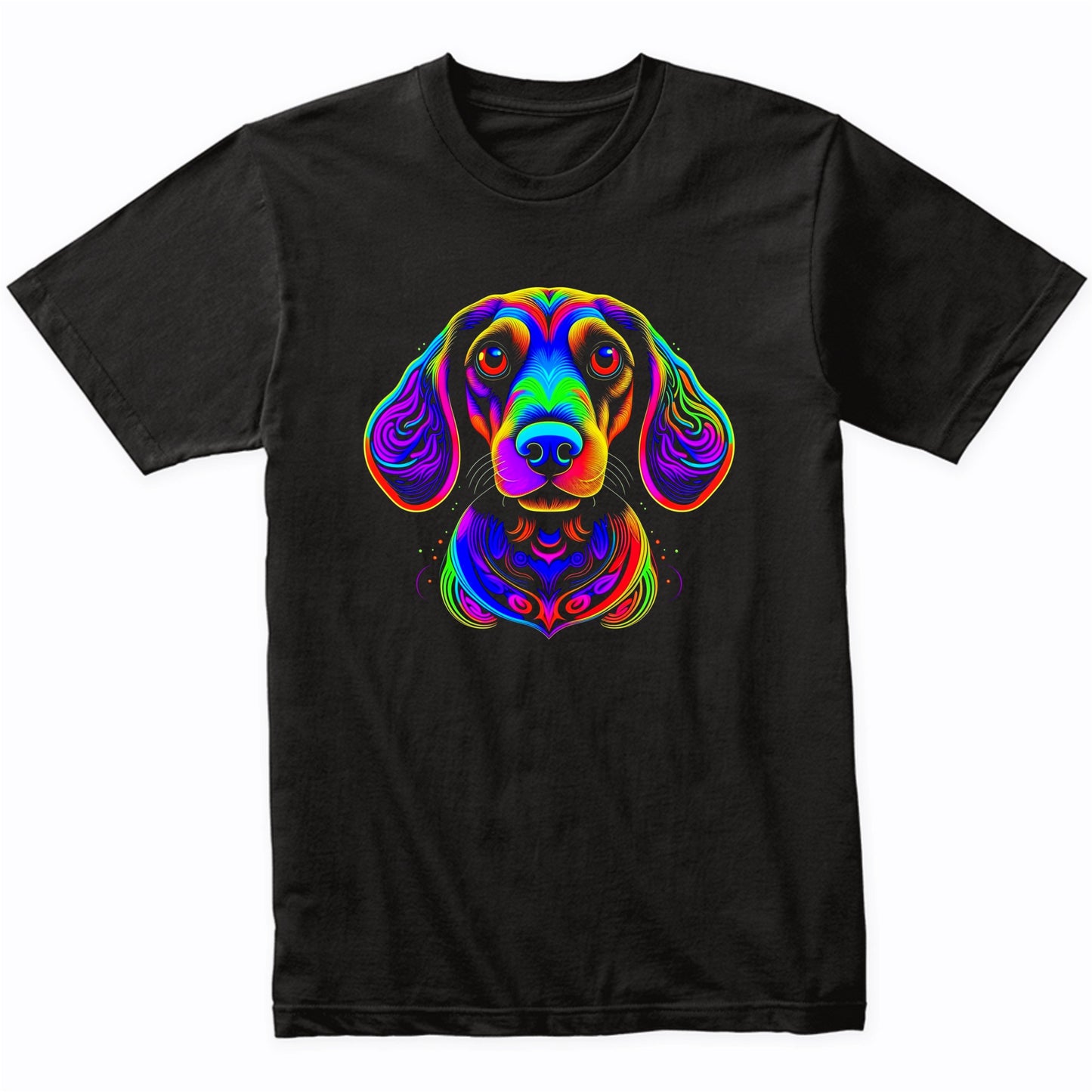 Colorful Bright Dachshund Vibrant Psychedelic Dog Art T-Shirt