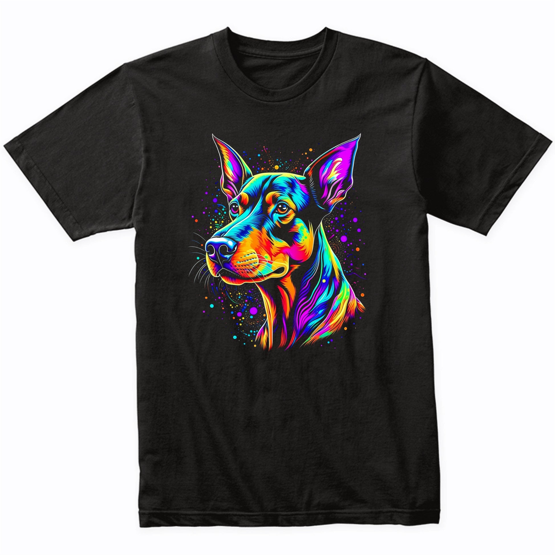 Colorful Bright Doberman Pinscher Vibrant Psychedelic Art T-Shirt