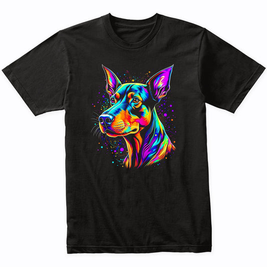 Colorful Bright Doberman Pinscher Vibrant Psychedelic Art T-Shirt