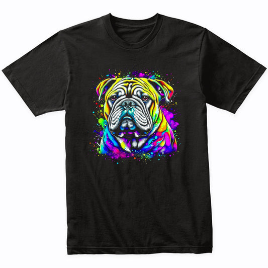 Colorful Bright English Bulldog Vibrant Psychedelic Dog Art T-Shirt