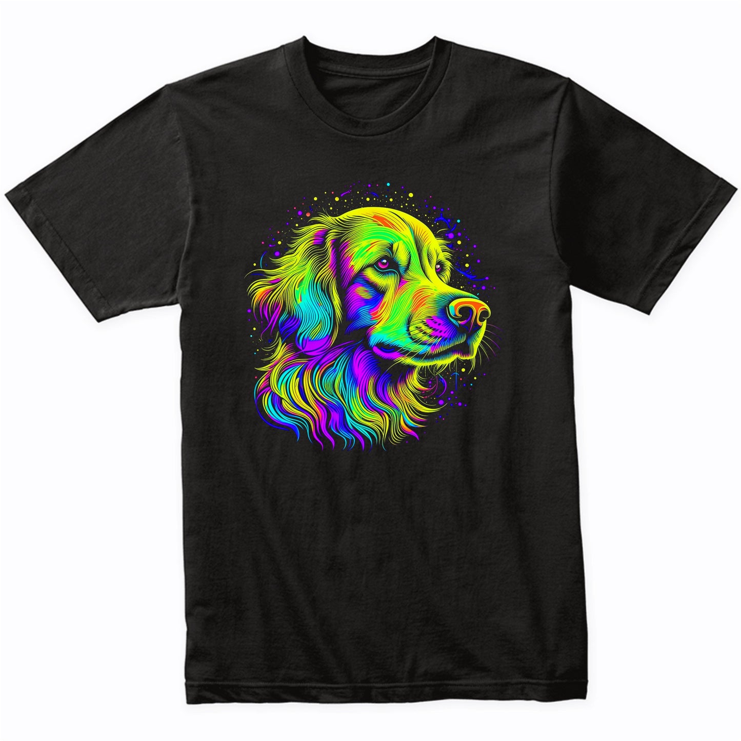 Colorful Bright Golden Retriever Vibrant Psychedelic Dog Art T-Shirt