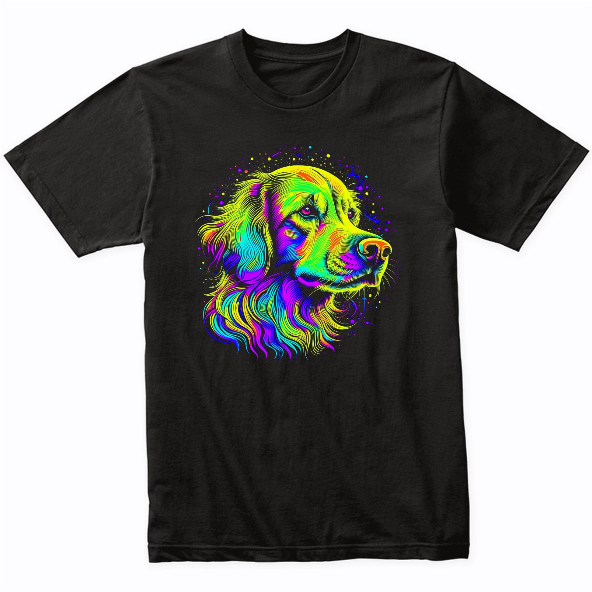 Colorful Bright Golden Retriever Vibrant Psychedelic Dog Art T-Shirt