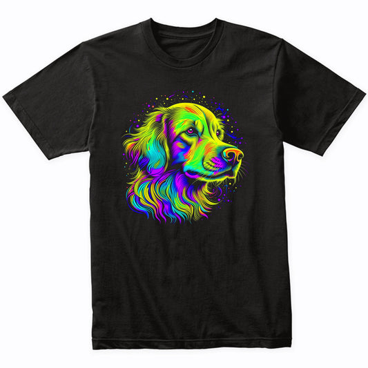Colorful Bright Golden Retriever Vibrant Psychedelic Dog Art T-Shirt